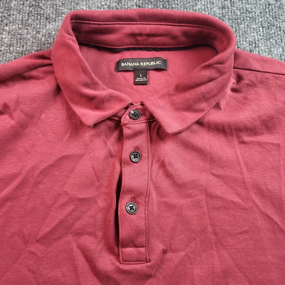 Banana Republic Men's Burgundy Polo Shirt Short‎ Sleeve Casual Top Size L